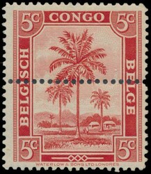 N° 228-Cu "5c. red", central misperforation, vf  Original Dutch ...