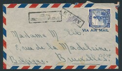 1947 N° 264 ‘6fr. blue’ on airmail letter sent from Matadi on 15 ...