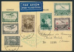 1937, postcard from the Antwerp Aeronautical Exhibition, franked by ...