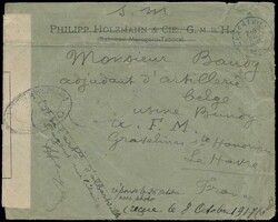 1917 Original German cover sent by the Albertville military agent on ...