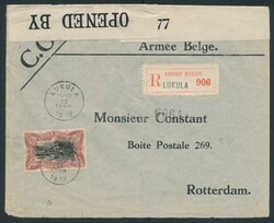 1918, N° 69 ‘50c. lilac brown’ on Belgian army letterhead cover ...