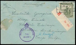 1943, registered envelope, franked with COB N° 262 (1x) "3,50fr. - ...