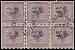 N° 65-Cu "40c violet - Vloors issue" in block of 6 with INVERTED ...