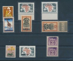 Between n° 1 and 50, 7 stamps with inverted or partial overprint, ...