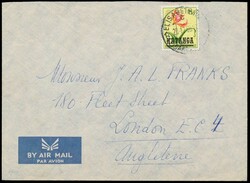 1960, airmail envelope franked with COB N° 38, "8fr. - Flowers ...