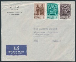 1961, airmail envelope franked with COB N° 56, 58 and 62 "2fr., 5fr. ...