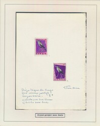 N° 492 ‘Protected birds - 8fr. serpentine’, 2 rejected designs ...