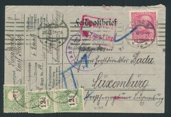1915 Feldpostbrief von Lipz (Österreich) nach Luxemburg + Strafport ...