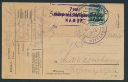 1915 Feldpostkarte per Bahnpost „Namur-Charleville“ + Zensur ...