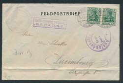 Feldpostbrief 1915, von Sedan nach Luxemburg, mit Zensurstempel Sedan ...