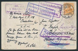 1916 Karte von Paderborn nach Luxemburg, retour-züruck + Zensur ...