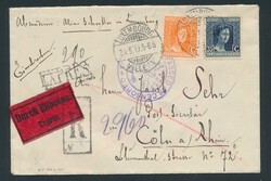 1919 N° 101 and 103 "35c. and 40c." on express letter from ...