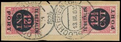 N° P 68b "1924 - 12 1/2c. - tête-bêche" sur fragment avec ...
