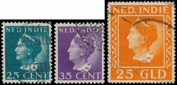 N° 278, 286 and 289 "1941 - Wilhelmina 25c., 30c. and 25gld.", vf ...