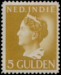 N° 287 "1941 - Wilhelmina - 5 guilders yellow-brown", superb stamp, ...