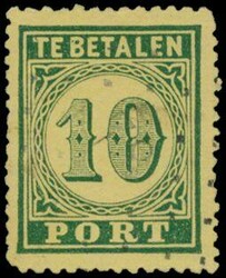 Penalty postage P 2 "1874 - 10c. green on yellow", vf (NVPH €190)  ...