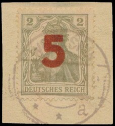 N° 135 "1919 - 5 on 2pf. matt olive", various expert marks ...