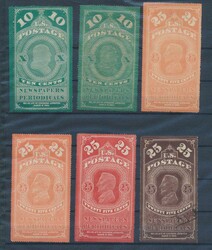 1865/1898 (?) Accumulation of 11 newspaper stamps, various shades and ...