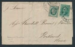 1867 Letter from Mayaguez by steamer to Portland (Maine), franked ...