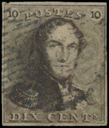 N° 1d-V1 „10c. Sepiabraun”, vollrandig, Abart „Dreieck”, ...