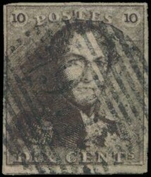 N° 1-Cu „10c. braun”, vollrandig, leichte Abstempelung P ...