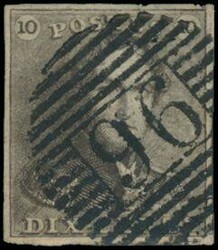 N° 1 „10c. braun”, vollrandig, mit zentraler Abstempelung P ...