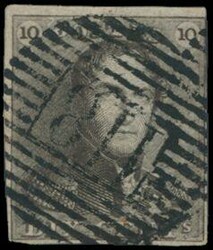 N° 1 „10c. braun”, vollrandig, Abstempelung P.118-Tirlemont, ...