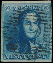 N° 2Aa "20c. light blue", fully margined, nice griffs, signed "A. ...