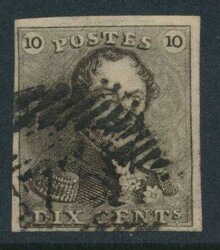 N° 1 "10c. brown", fully margined, cancelled at P.73-Liège, nice ...