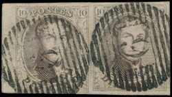 N° 6 "10c. brown", fully margined pair with sheet margin, nice ...