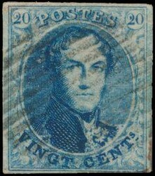 N° 7 "20c. blue", fully margined with rural cancel with 14 bars, vf ...