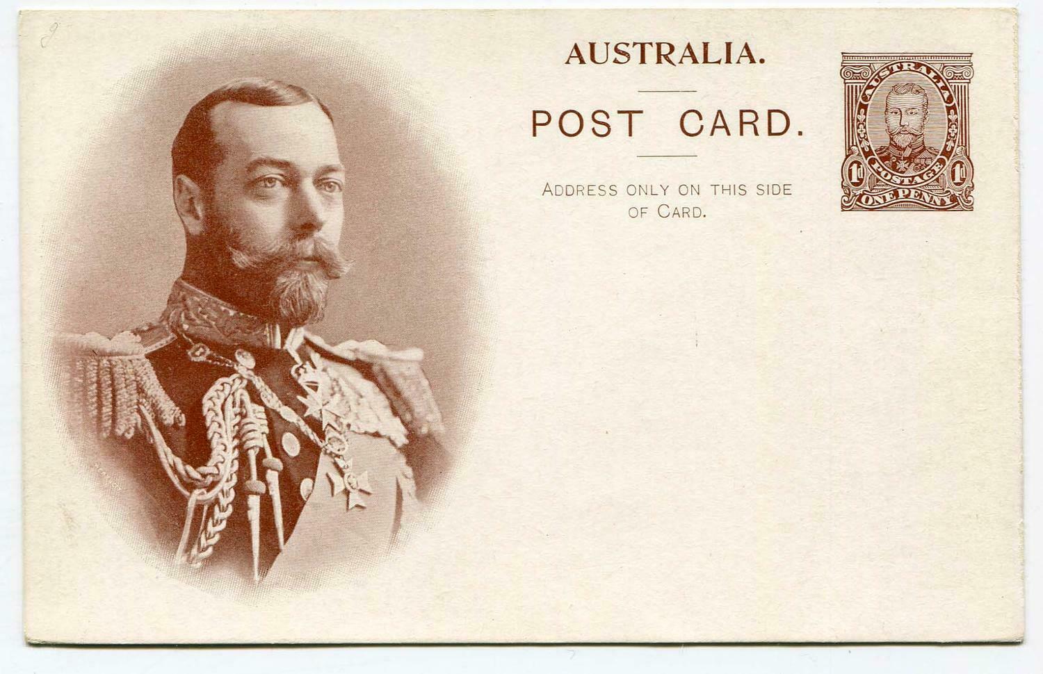 1911 1d Coronation stationery card on white card showing King George ...