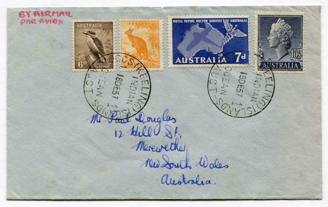 1957 multi franked airmail envelope addressed to Australia. Adhesives ...