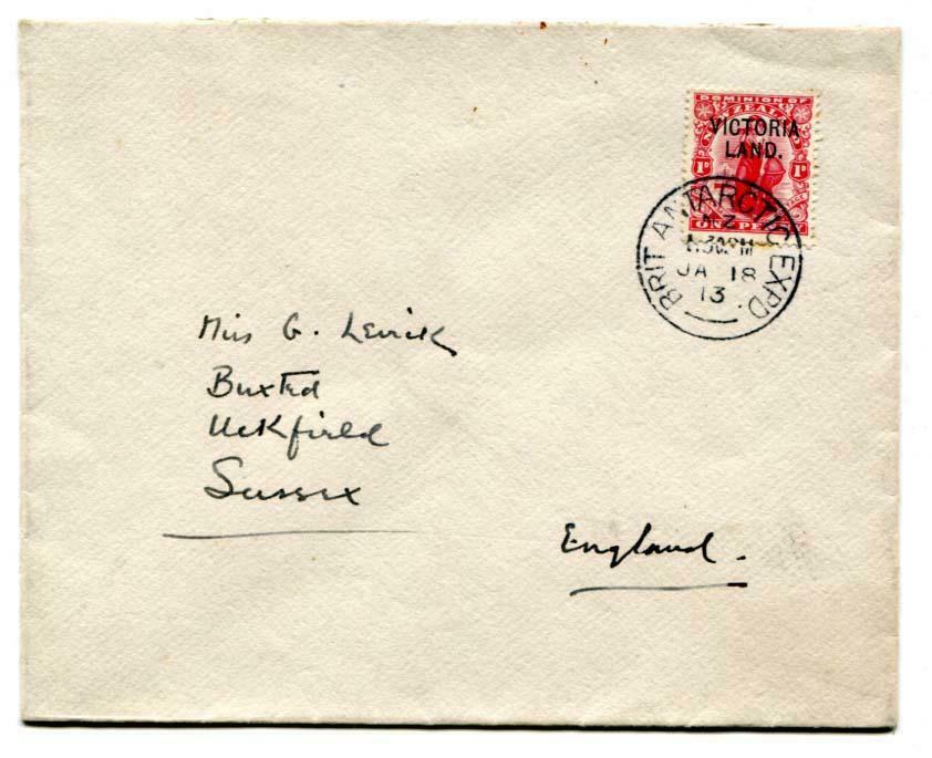 1913 envelope to Sussex Franked New Zealand 1d 'Dominion' overprinted ...