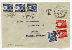 1936 taxed stampless envelope addressed to Austria cancelled ...