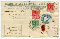 1914 4c registered stationery envelope (G) addressed to Bordeaux ...