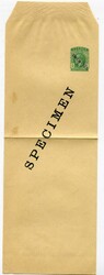 1912 1/2pi stationery wrapper overprinted 'SPECIMEN' additionally ...