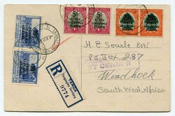 1941 Registered censored postcard addressed to Windhoek South West ...