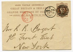 1880 1d Great Britain stationery card with message addressed to New ...