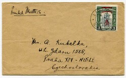1949 overprinted 3c adhesive addressed to Czechoslovakia franked 3c ...