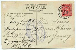 1908 postcard addressed to New Jersey franked 1d adhesive tied 'N.Y.P ...