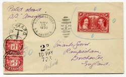 1930 envelope marked 'Posted aboard S S America' addressed to ...