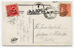 1909 Taxed postcard addressed to Austria franked 1d adhesive tiued ...