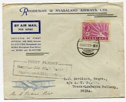 1935 illustrated flight envelope carried on first flight Rhodesian & ...