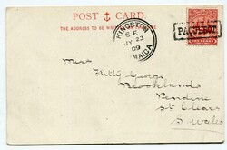 1909 postcard addressed to South Wales franked 1d adhesive tied boxed ...