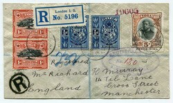 1907 registered envelope addressed to Manchester franked vertical ...