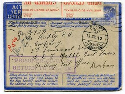 1942 Censored 3d Active Service airletter from Johannesburg addressed ...
