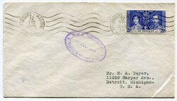 1938 envelope addressed to Michigan franked 2 1/2d Coronation ...