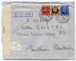 1944 Censored airmail envelope with enclosed letter ...