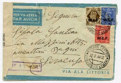 1944 Censored airmail envelope addressed to Italy franked overprinted ...